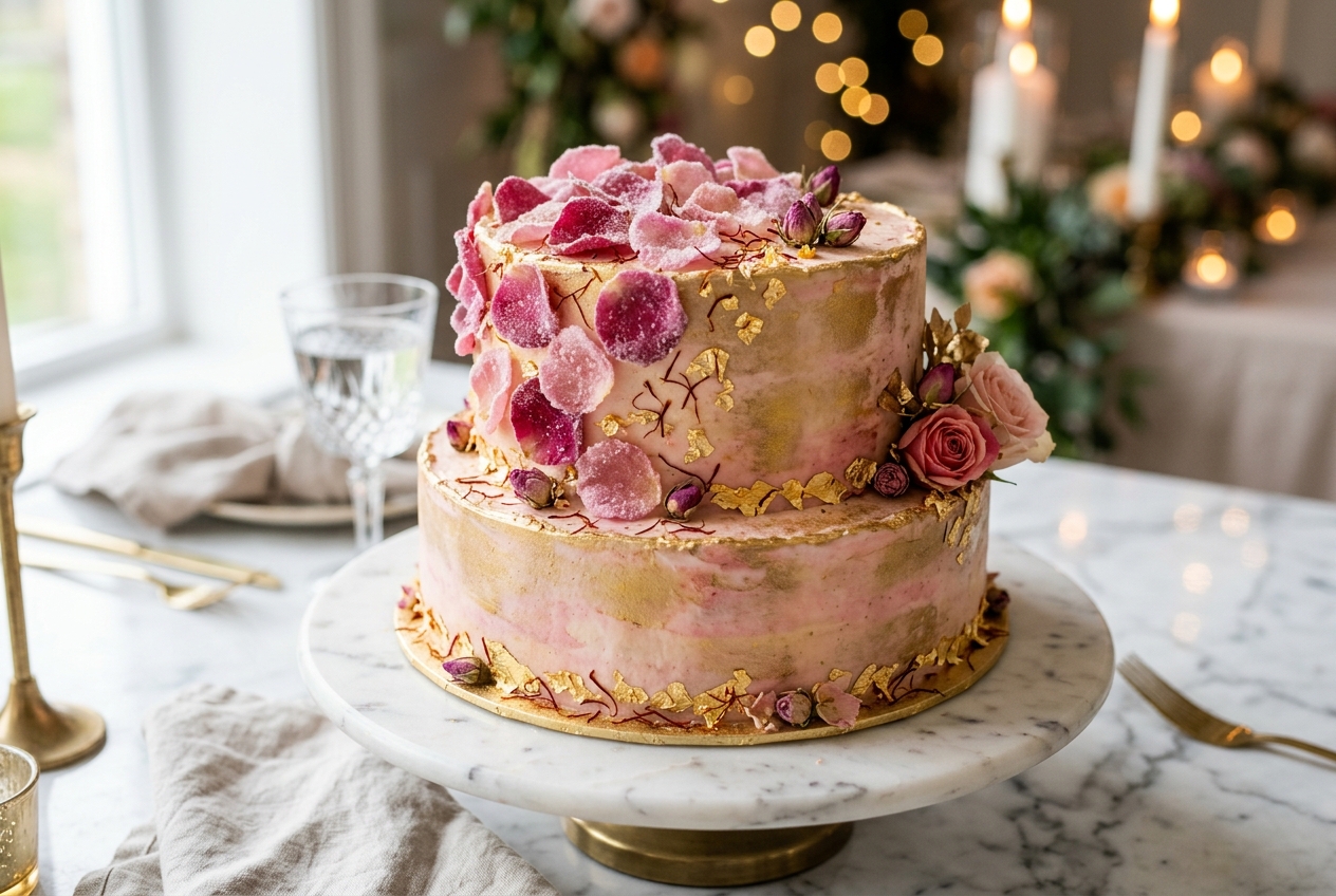 Kesar Gulkand Rose Cake
