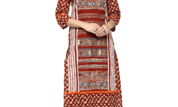 Rust Red & Beige Printed Kurtis