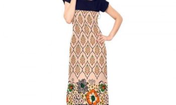 Beige Printed Straight Kurtis