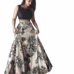 BLACK Leafy ORANGE Flowered Lehenga