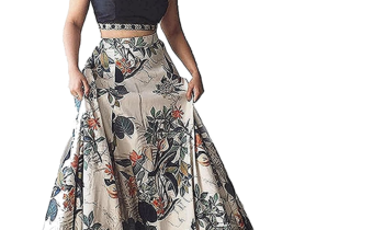 BLACK Leafy ORANGE Flowered Lehenga