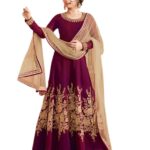 Silk Fabric Embroidery Anarkali Suit